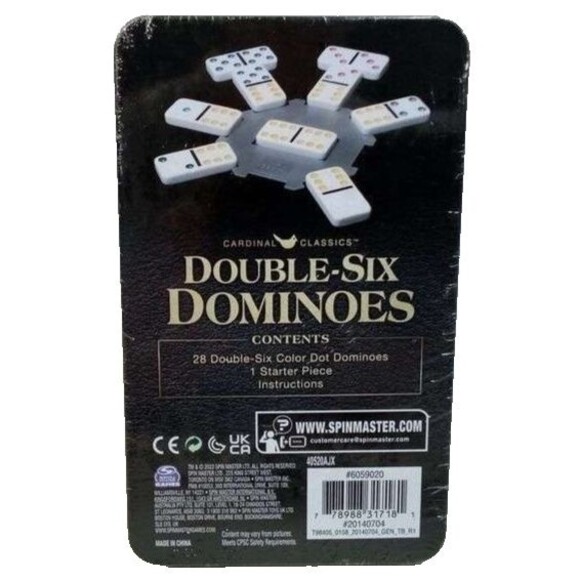 Double Six Dominoes Set in Storage Tin for Families Kids Game Ages 8+ New Sealed - Picture 4 of 6